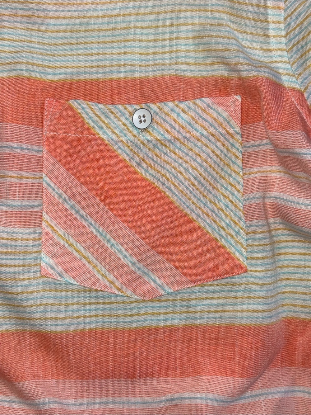 Fresh produce button down Shirt Medium Coral 100% Rayon Coastal Casual - Picture 11 of 12